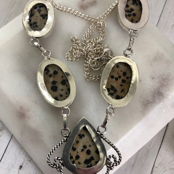 925 Sterling Dalmatian Jasper Necklace 20" - Picture 5 of 5